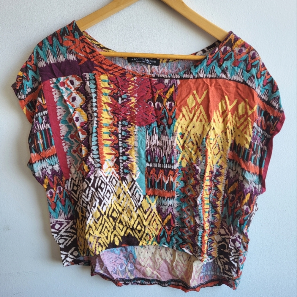 Vintage Janette Fashion Multicolore Short Sleeve -Size L-